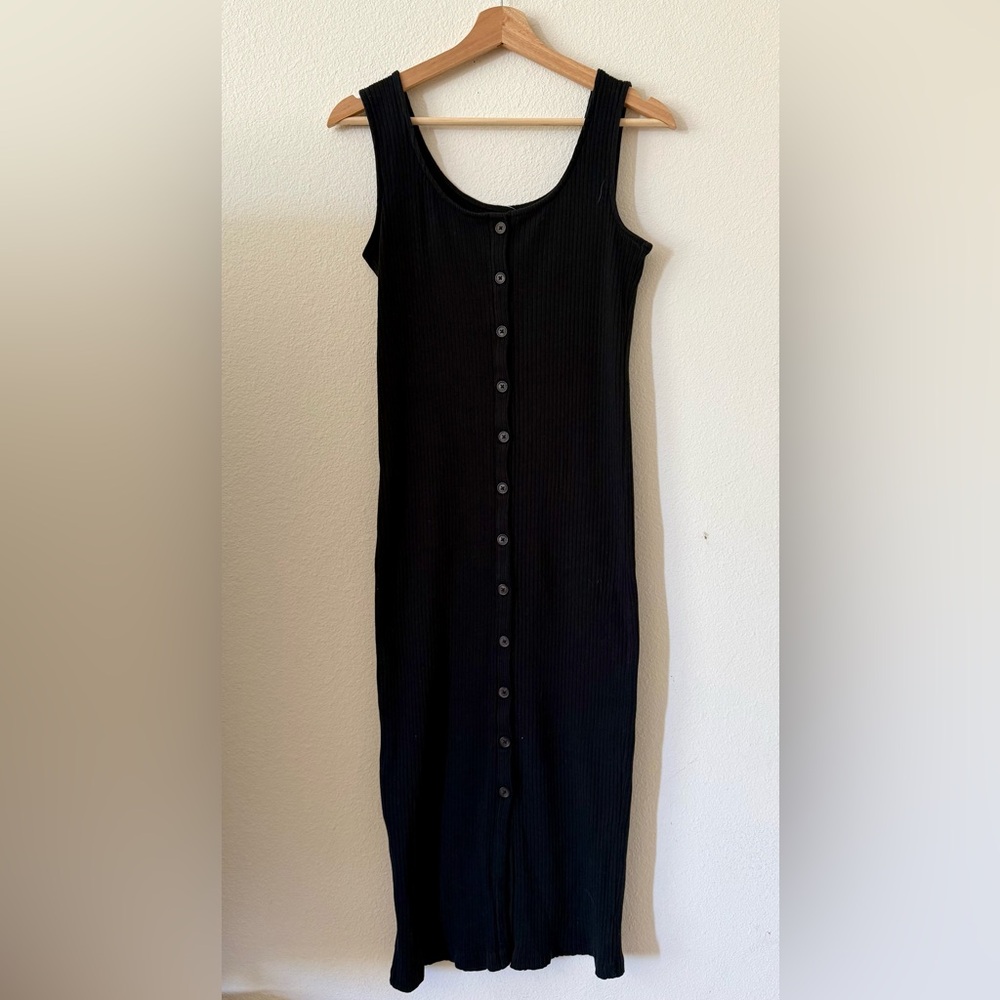 Gap Ripped Up Sleeveless Black Button-Down Dress